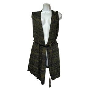 CRISTINA EHRLICH Marled Sweater Vest Belted Cardigan Size M